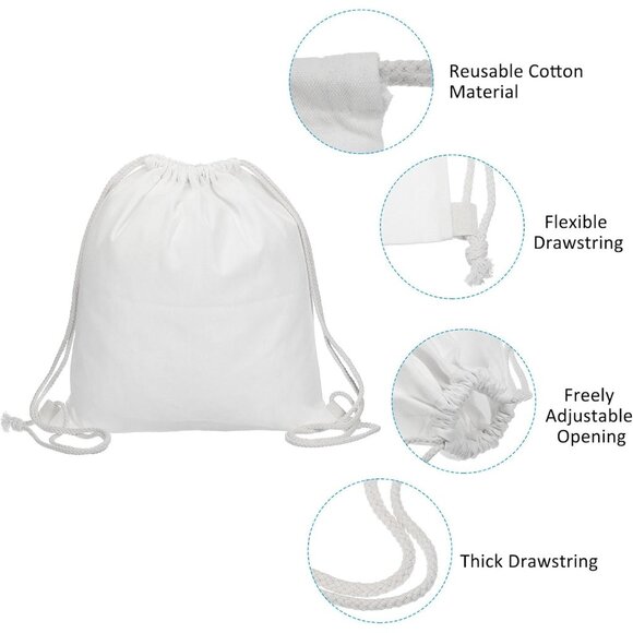 Customizable Foldable Cotton Drawstring Backpack - Ideal for Outdoor Sports - Picture 4 of 7